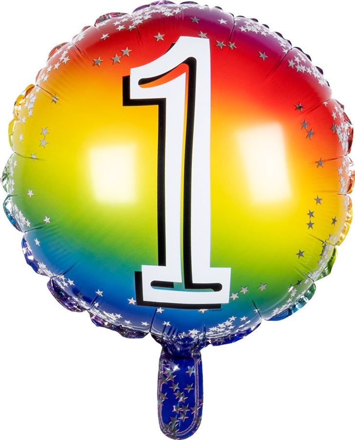 Folieballon Cijfer 1 Regenboog