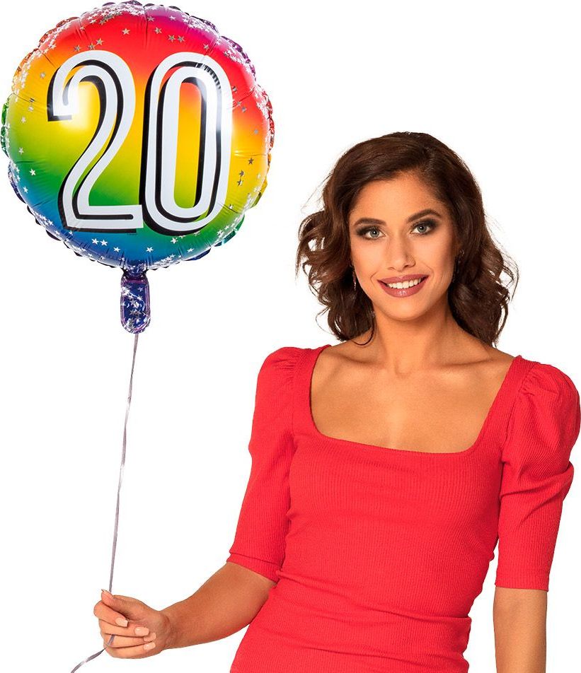 Folieballon Cijfer 20 Regenboog