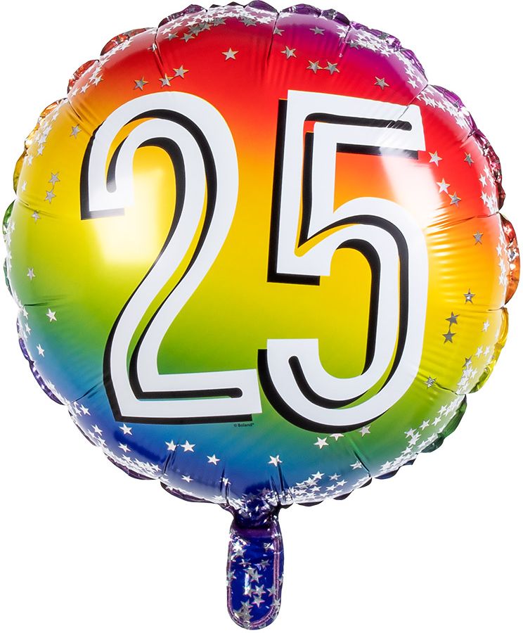 Folieballon cijfer 25 regenboog
