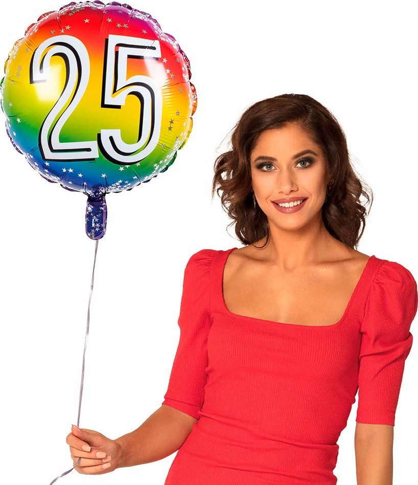 Folieballon Cijfer 25 Regenboog