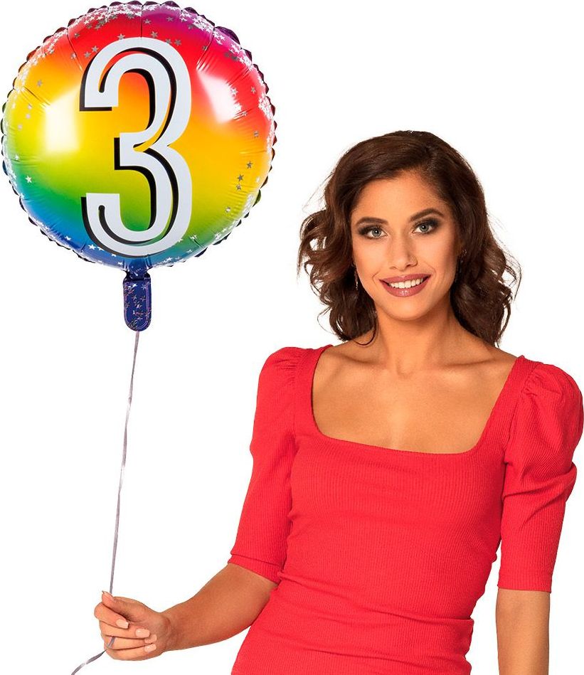 Folieballon Cijfer 3 Regenboog
