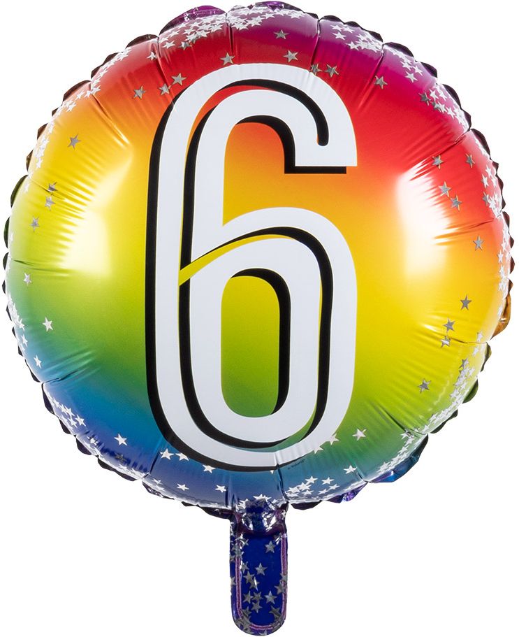 Folieballon cijfer 6 regenboog