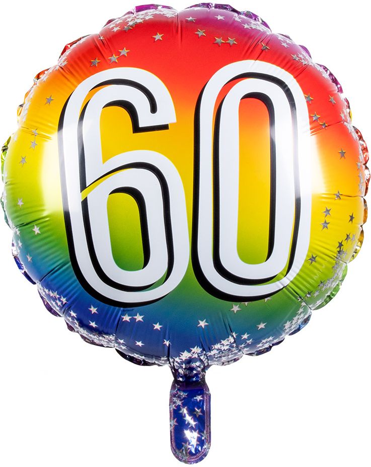 Folieballon cijfer 60 regenboog