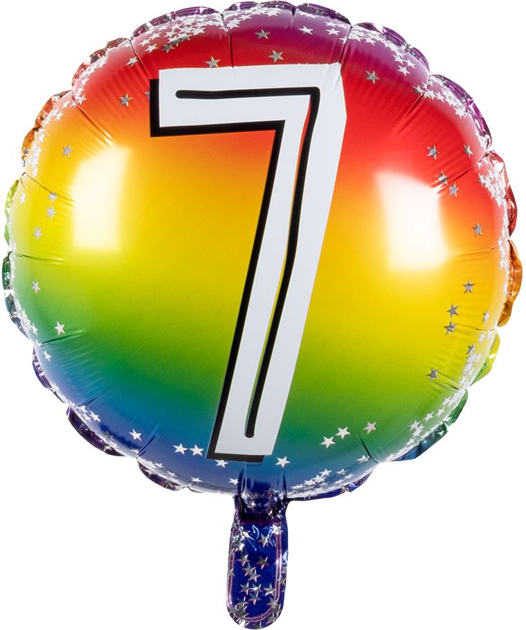 Folieballon cijfer 7 regenboog