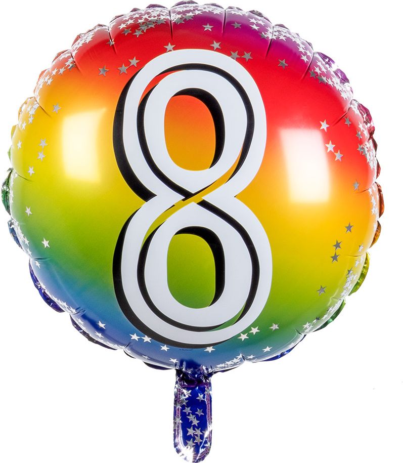 Folieballon cijfer 8 regenboog