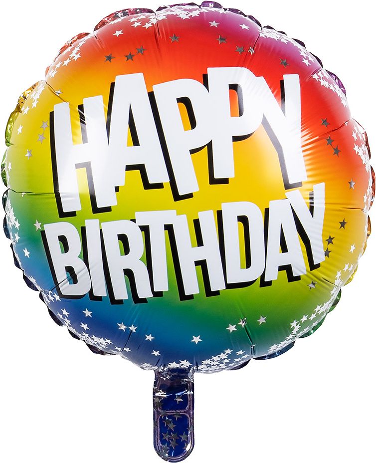 Folieballon cijfer happy birthday regenboog