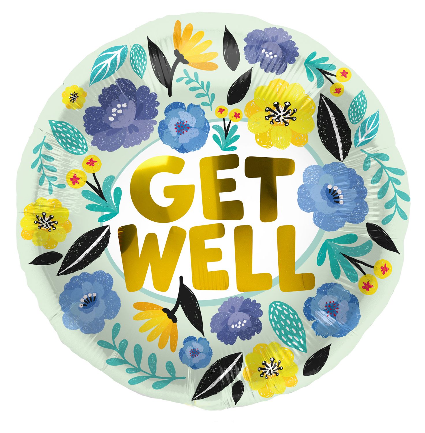 Folieballon Get Well met Bloemen