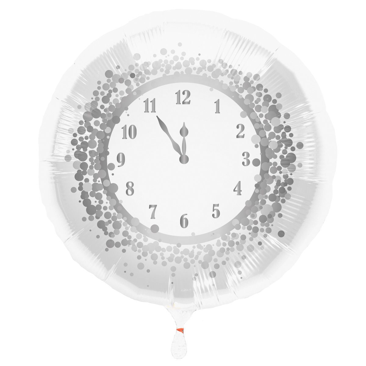 Folieballon Happy New Year Klok Zilver Wit