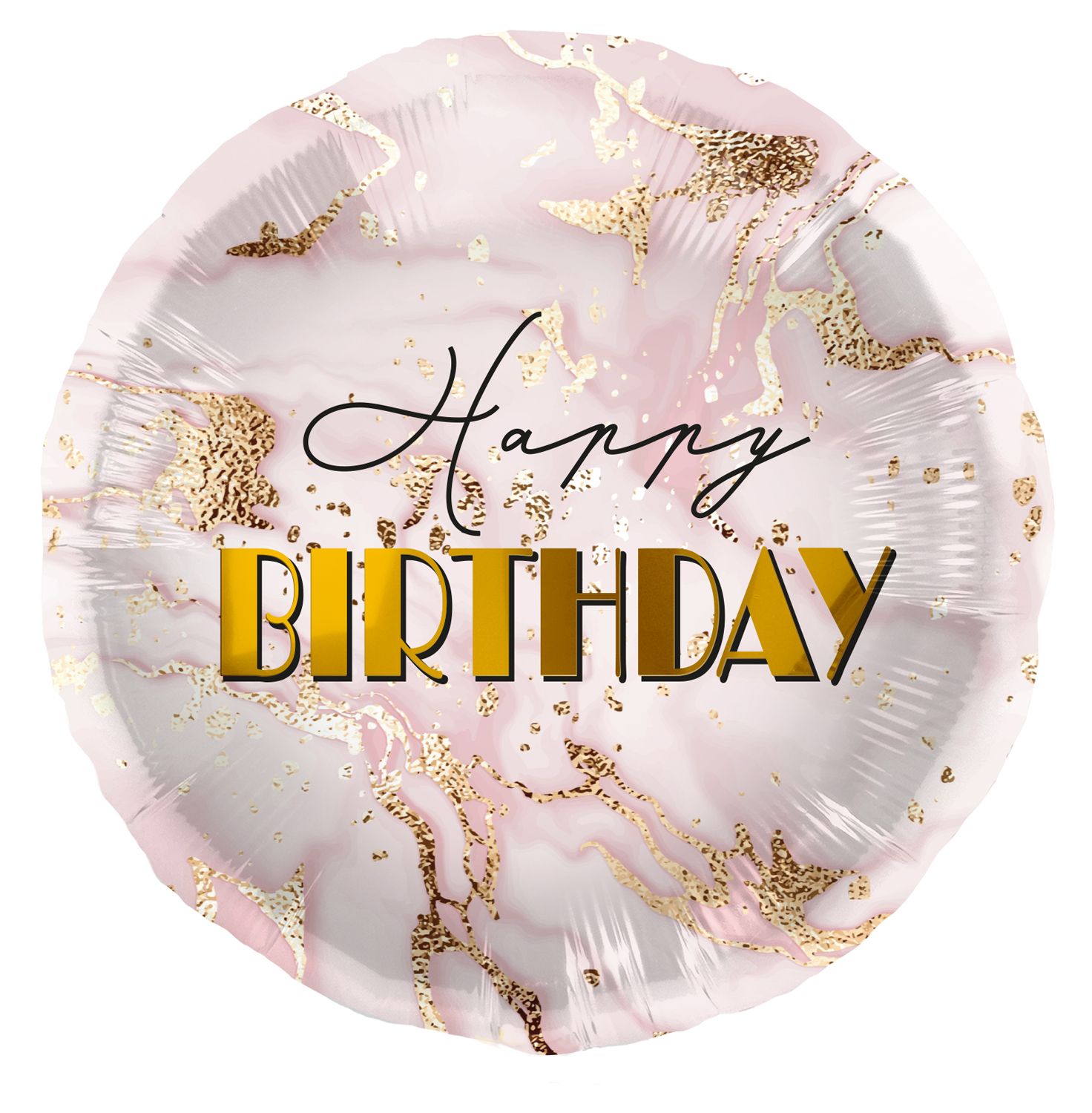 Folieballon Marmer Roze Birthday