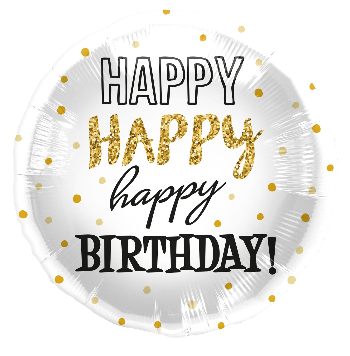 Folieballon Wit met Goud Verjaardag