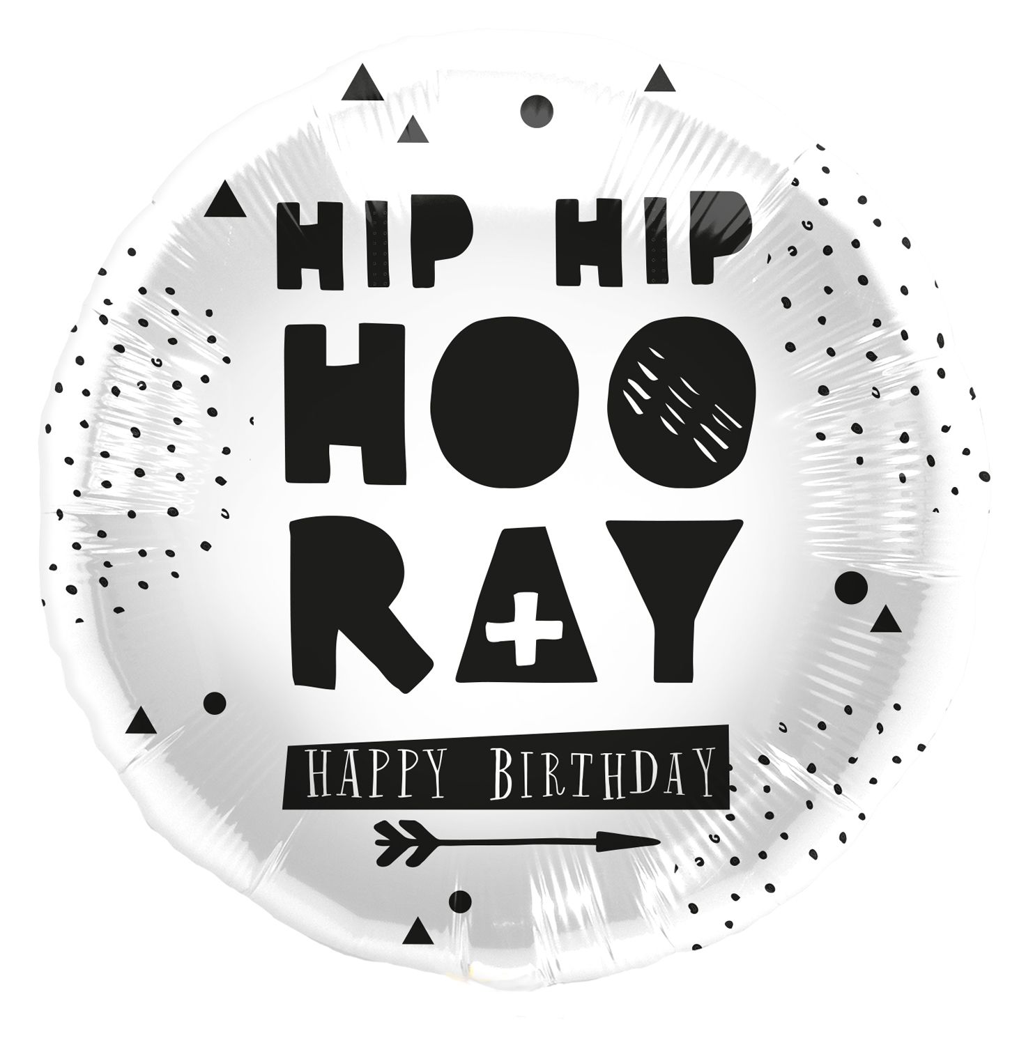 Folieballon Zwart Wit Hip Hip Hooray