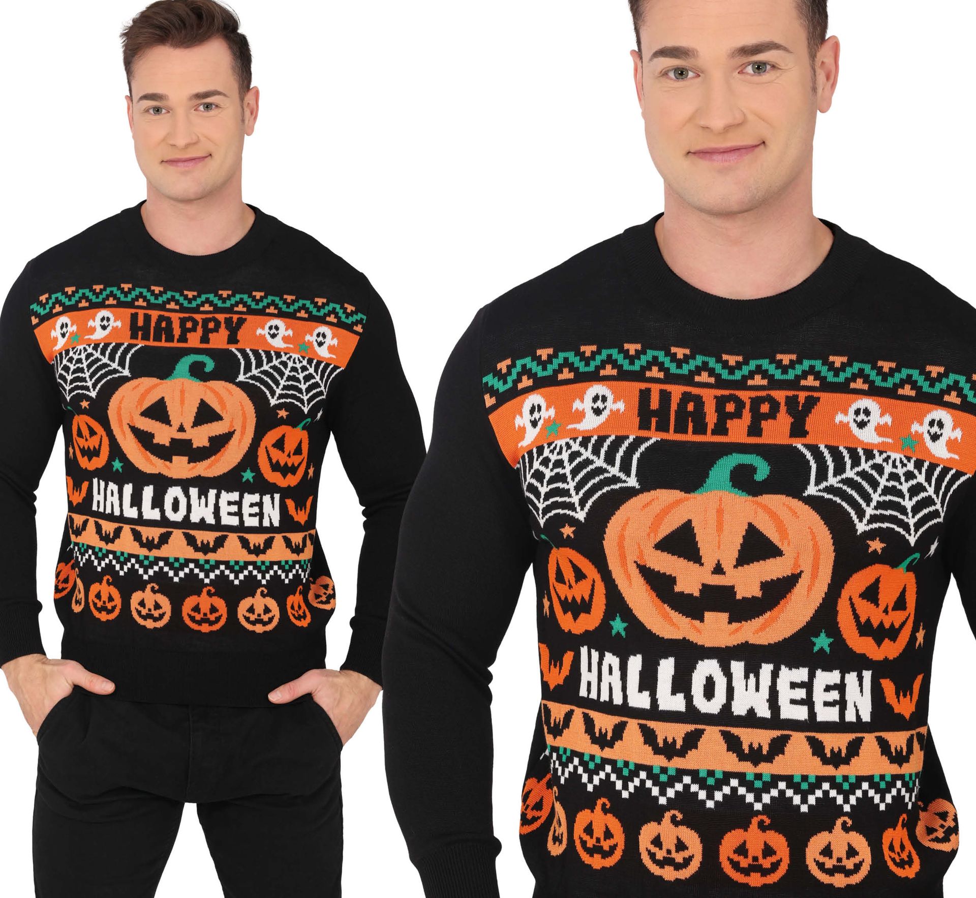 Foute Halloween Trui Pompoen Zwart