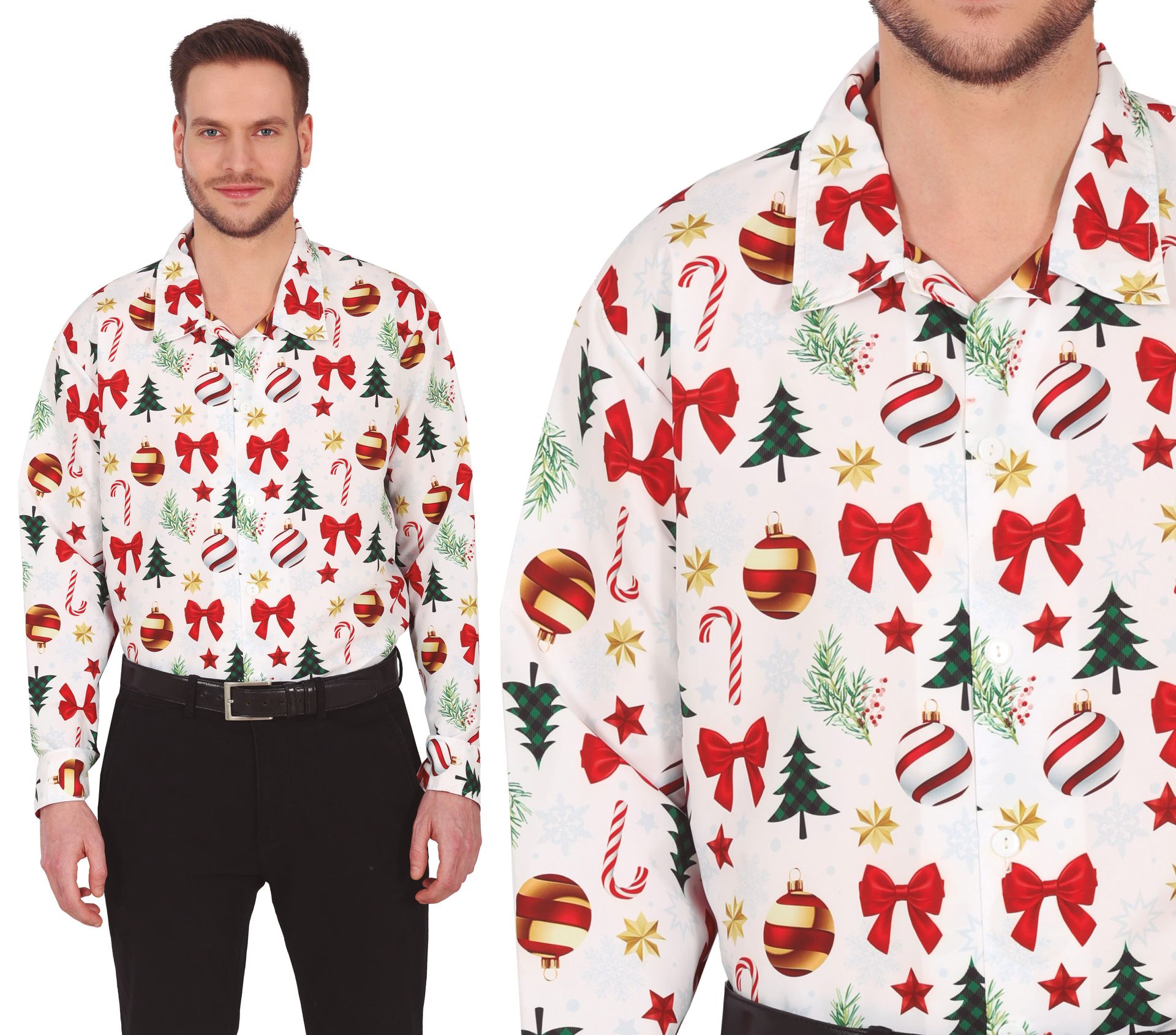 Foute Kerst Blouse Strikjes Heren