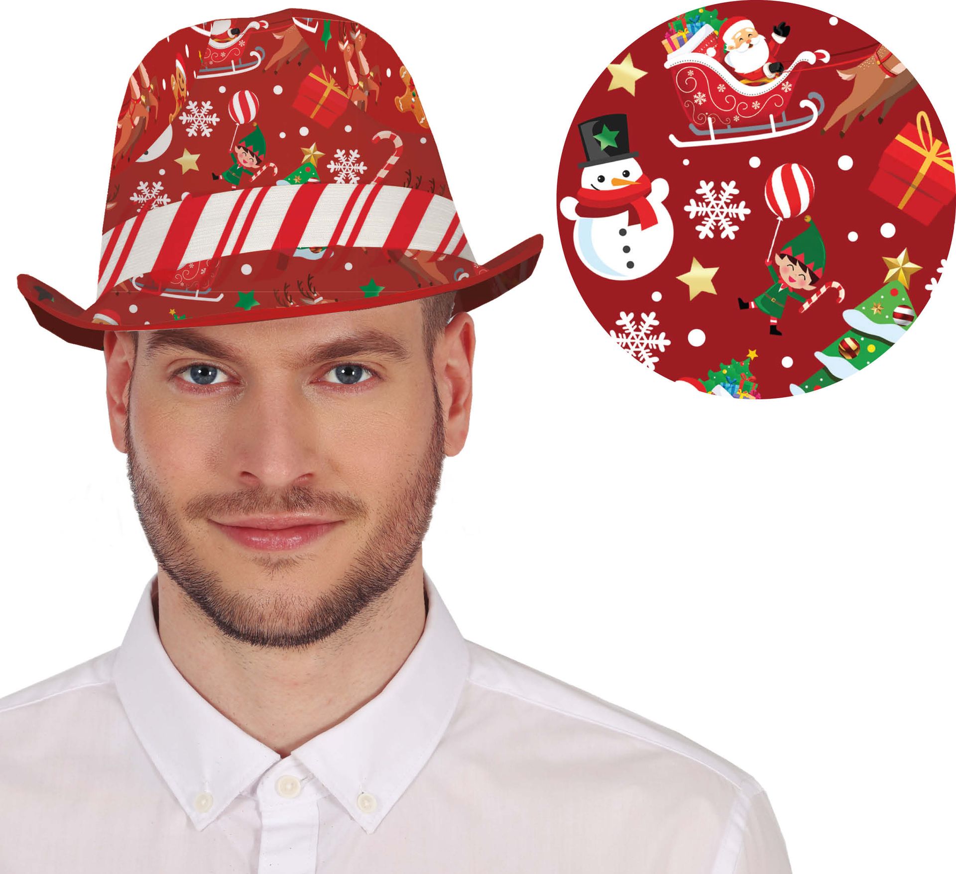 Foute Kerst Fedora Hoed Figuurtjes