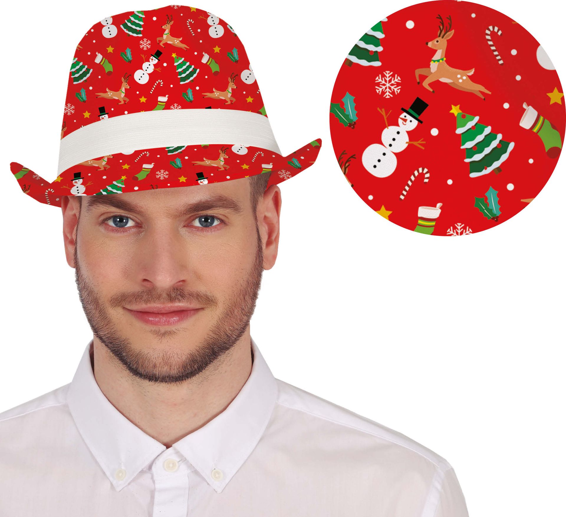 Foute Kerst Fedora Hoed Rood