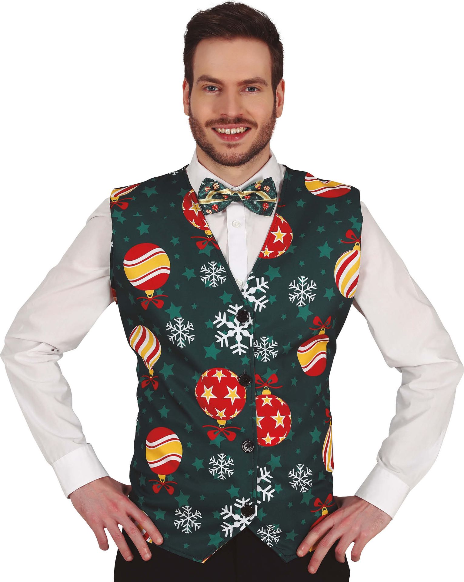 Foute Kerst Gilet Kerstballen Heren