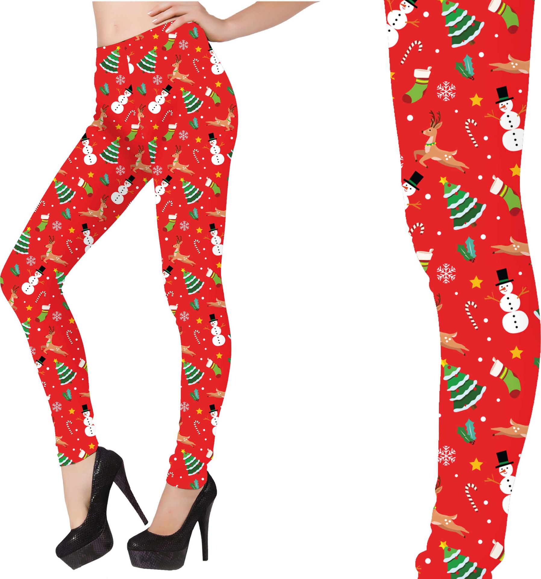 Foute Kerst Legging Dames Rood