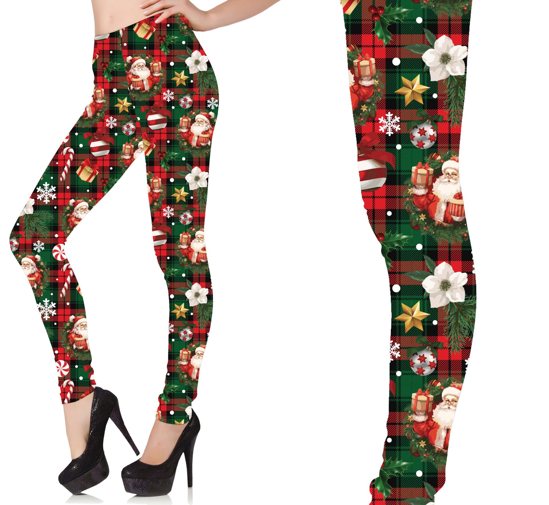 Foute Kerst Legging Schotse Ruit Dames