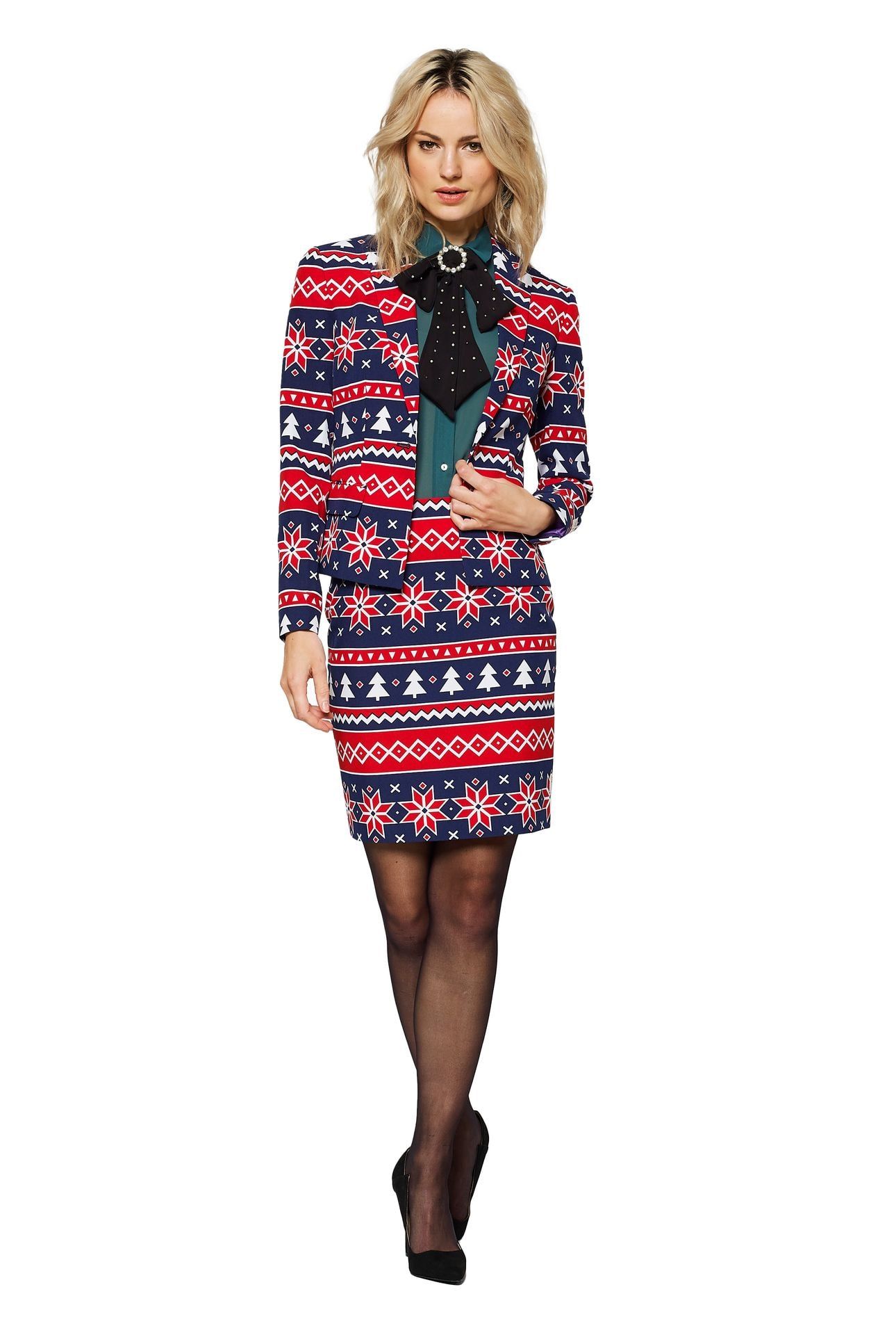 Foute Kerst Opposuits Kostuum Dames Blauw