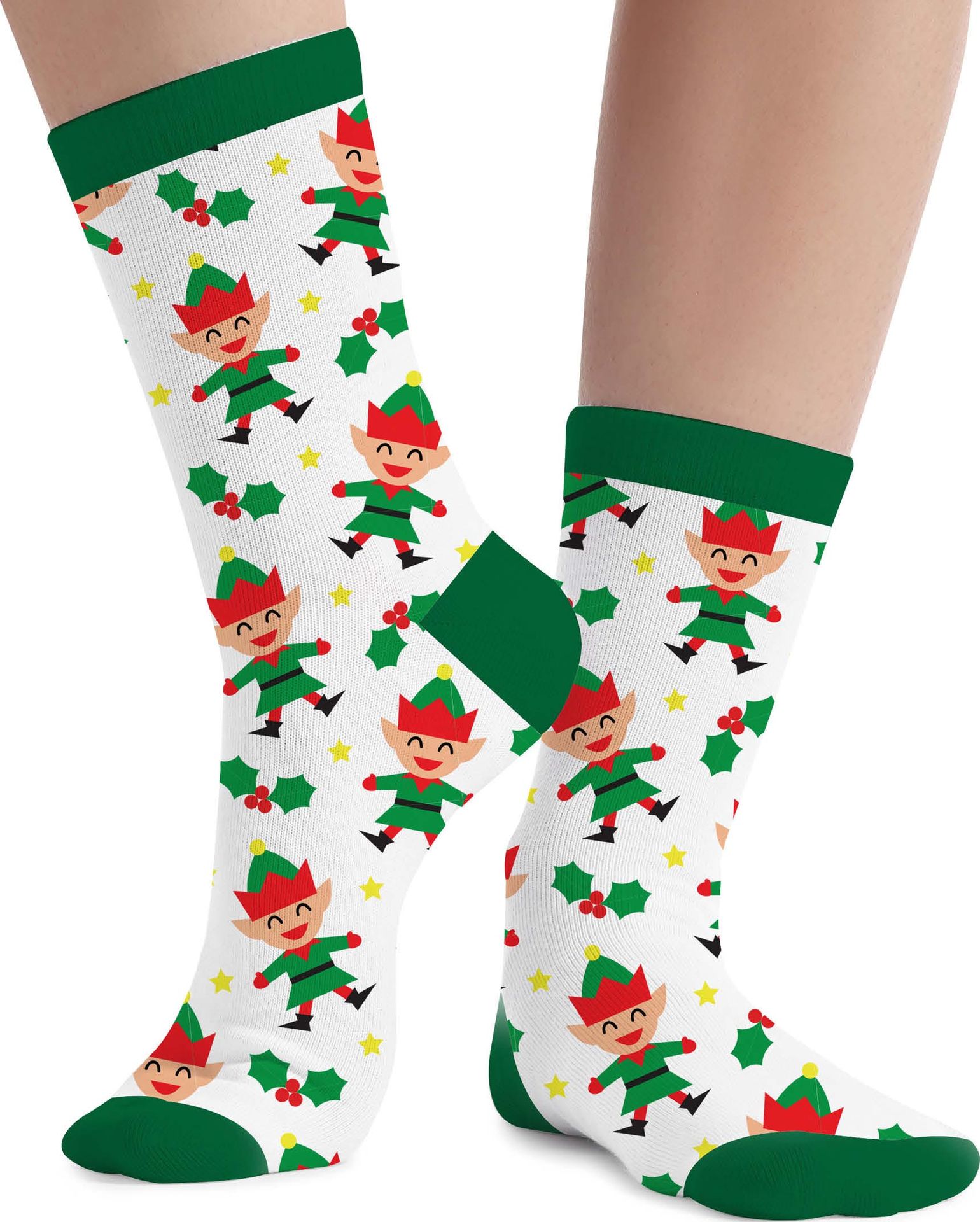 Foute Kerst Sokken Kind Kerst Elf Wit