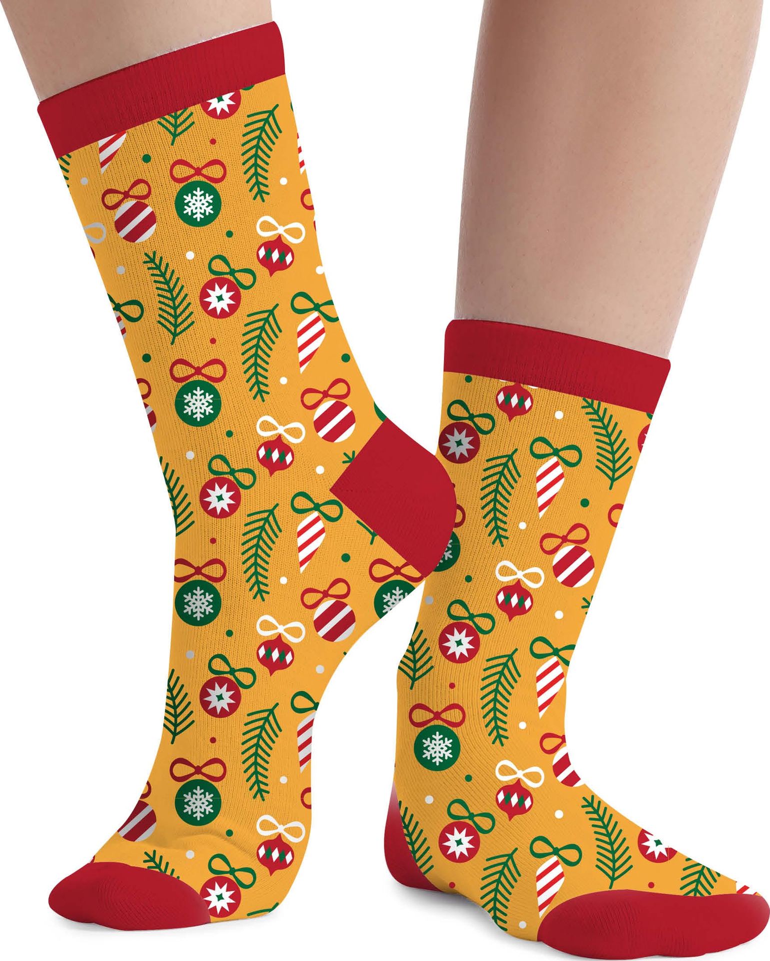 Foute Kerst Sokken Kind Kerstballen Geel