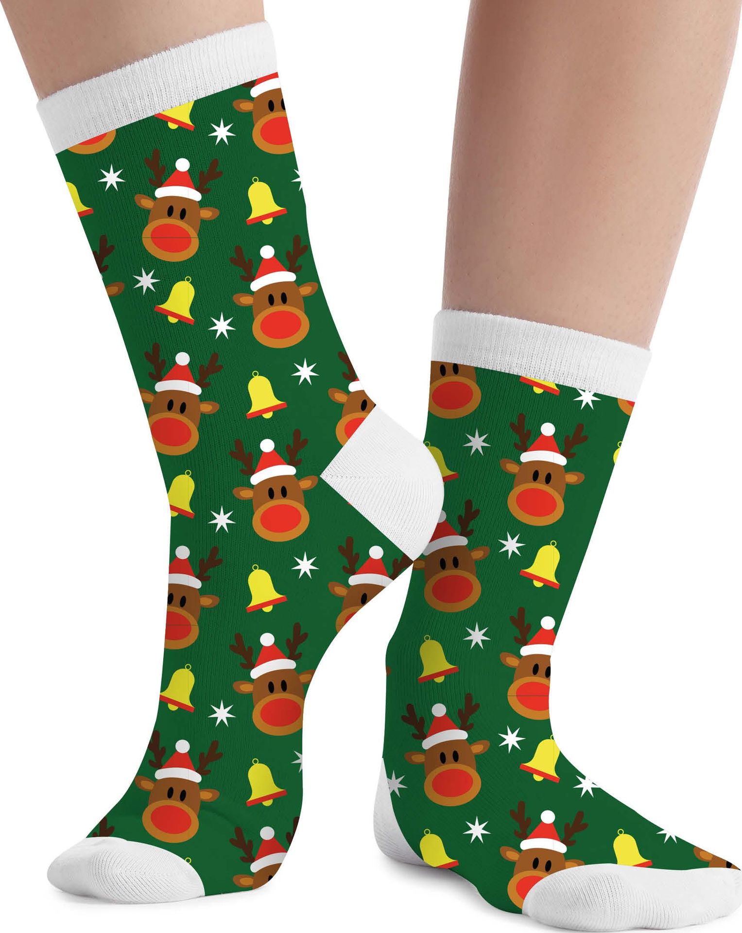 Foute Kerst Sokken Kind Rendieren Groen
