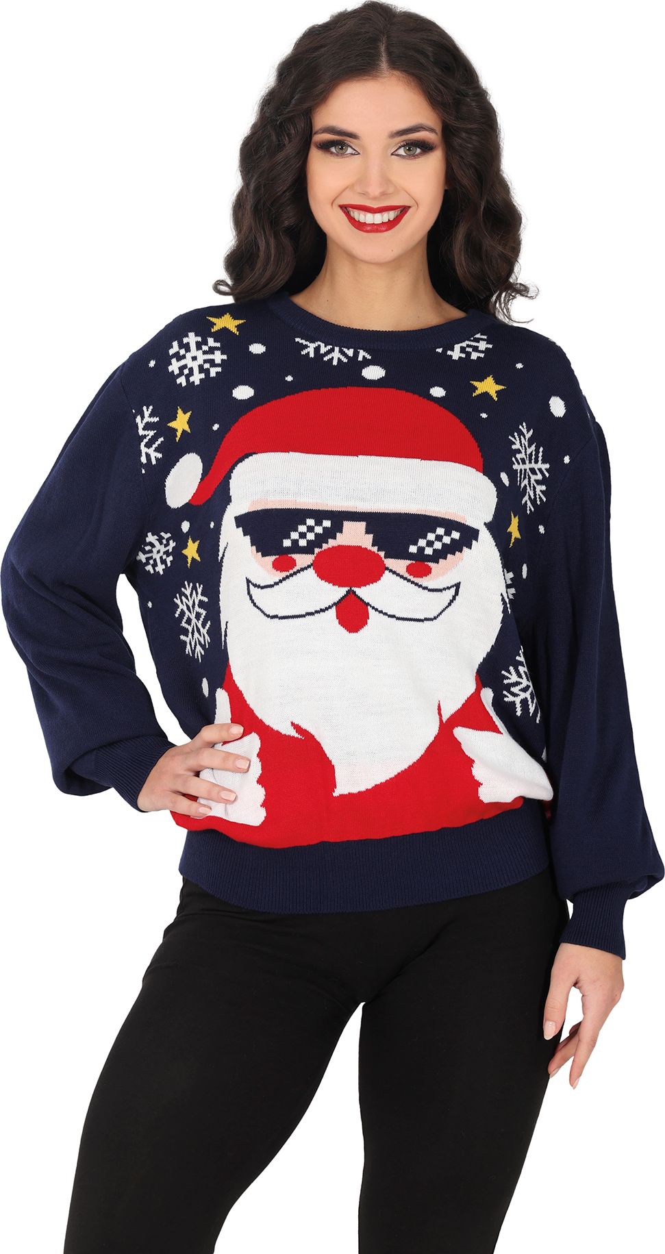 Foute Kerst Trui Dames Kerstman Zonnebril