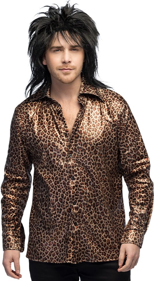 Foute Party Shirt Met Panterprint 80’s Look Heren