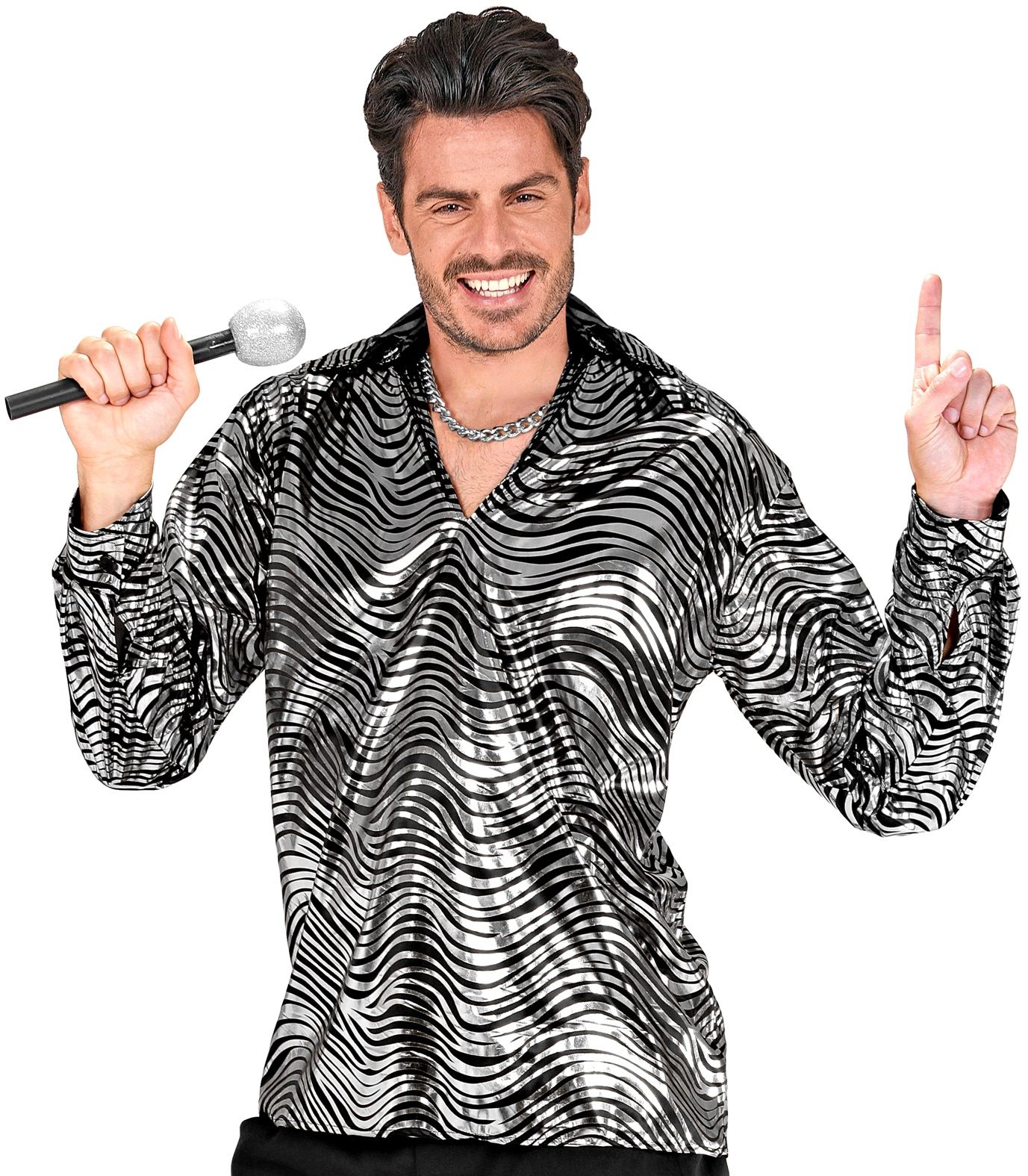 Foute Party Zilveren Disco Shirt Heren