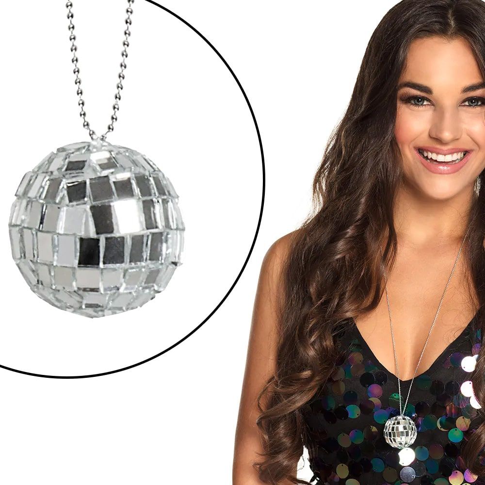 Foute Party Zilveren Discobal Ketting