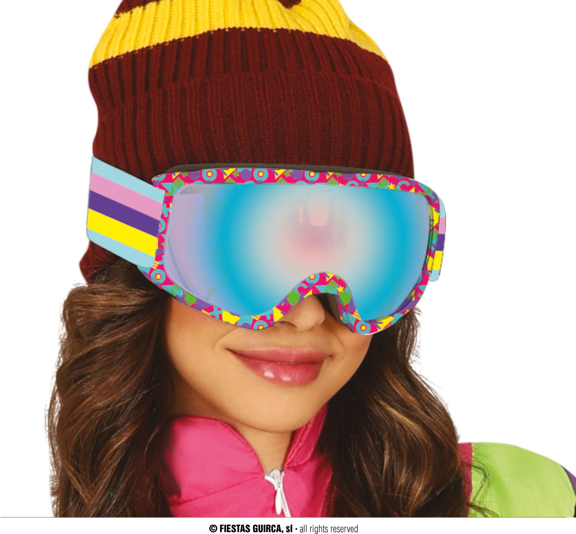 Foute Skibril Multicolor 80's Volwassenen