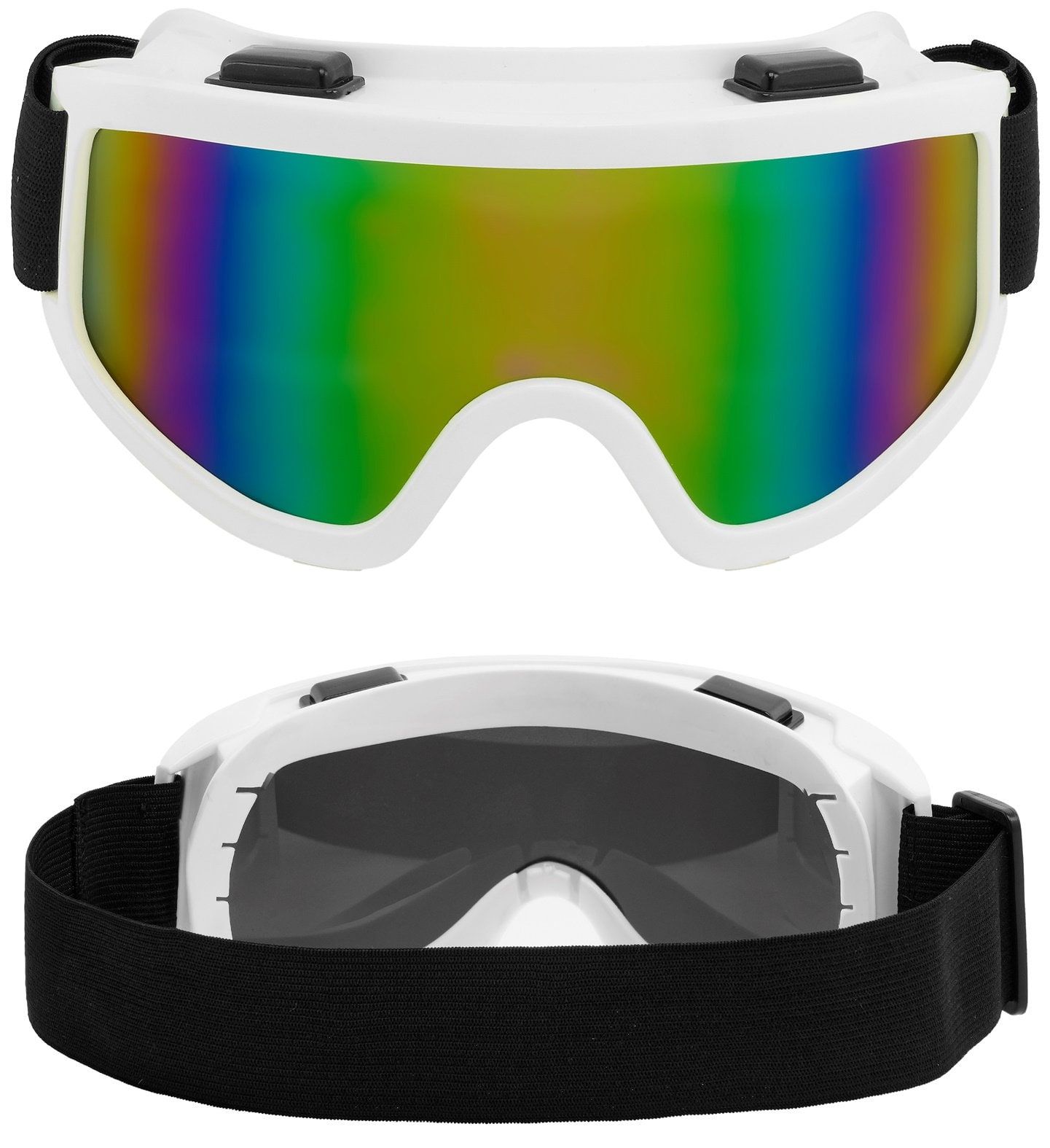 Foute Skibril Wit met Regenboog Glazen