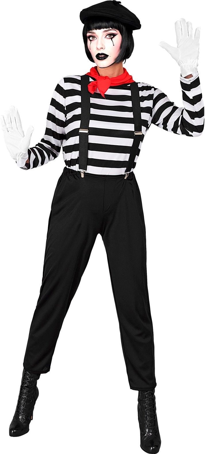 Franse Mime Kostuum Dames Zwart