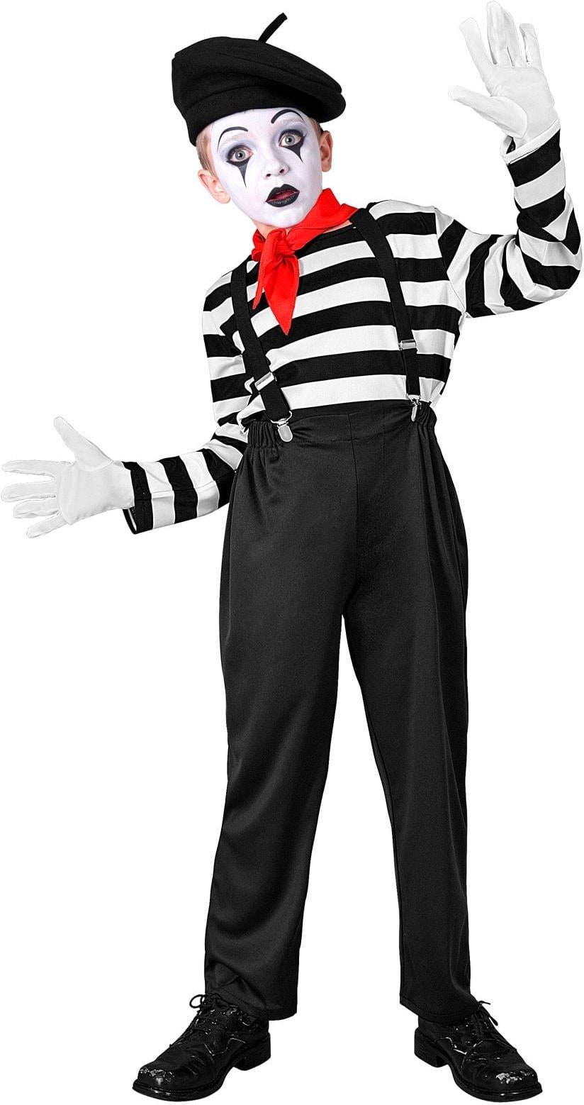 Franse Mime Kostuum Jongens Zwart