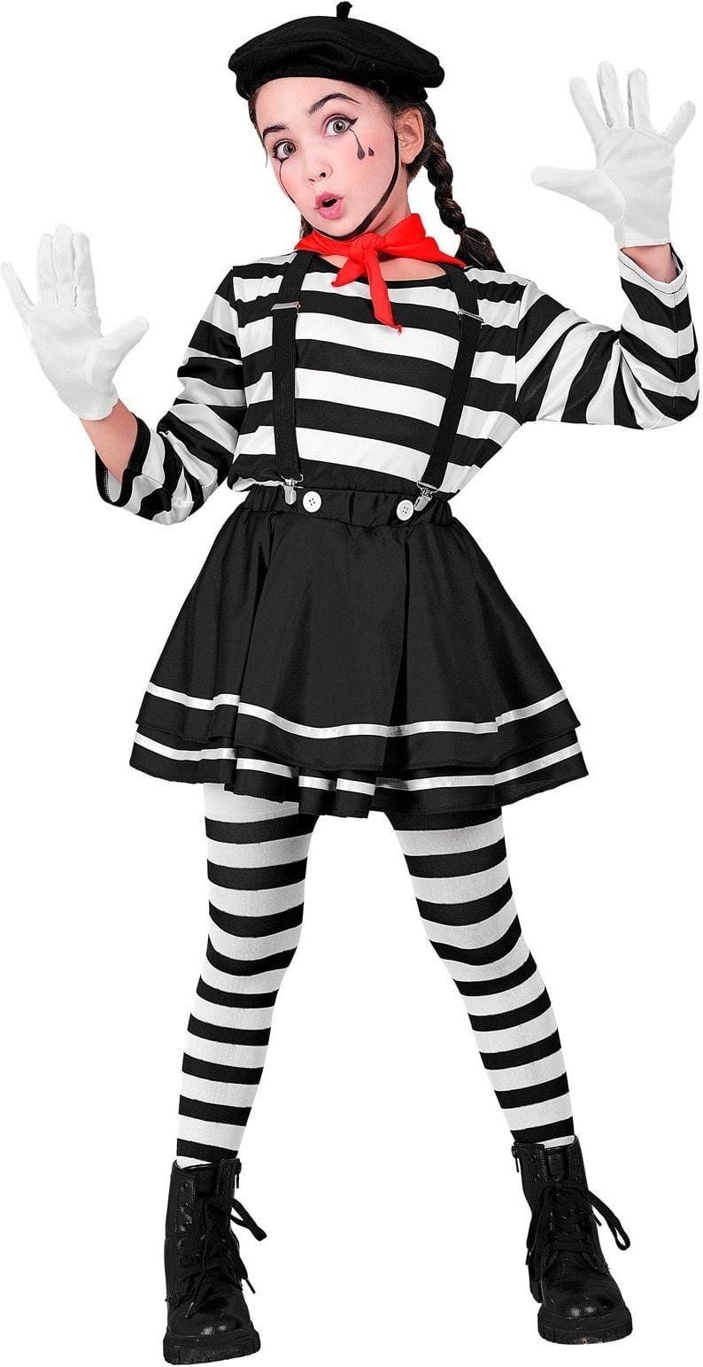 Franse Mime Kostuum Meisjes Zwart