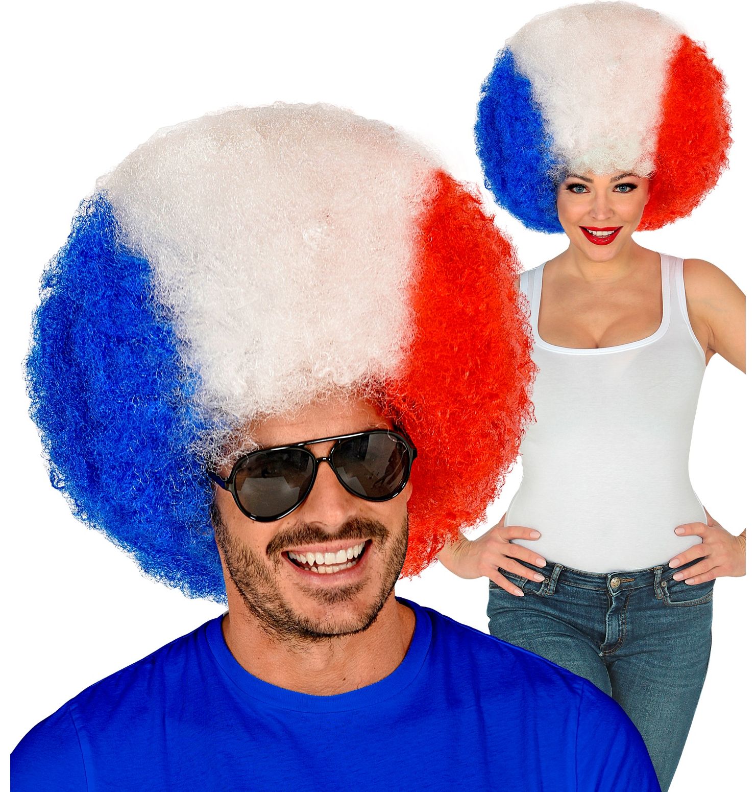 Franse Supporter Afro Pruik
