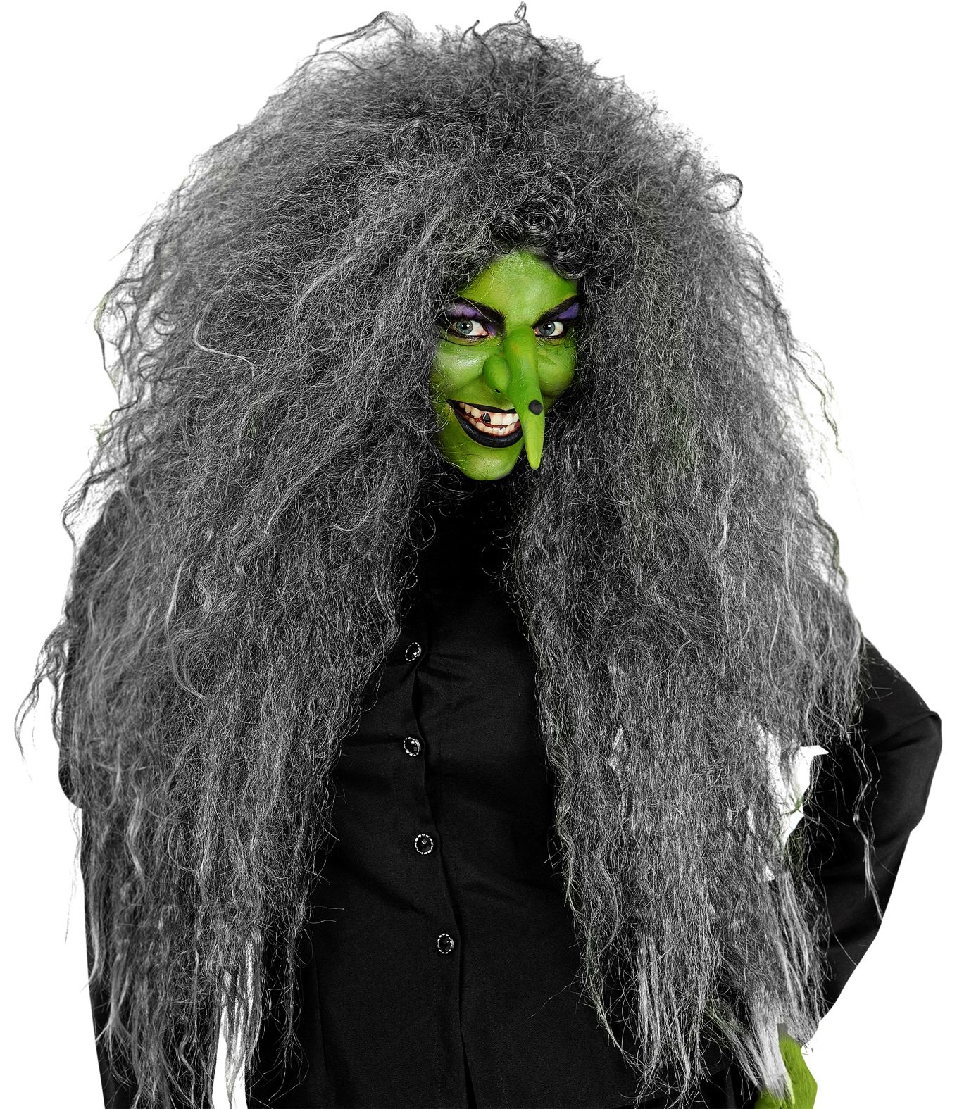 Frise Grote Pruik Heks Grijs