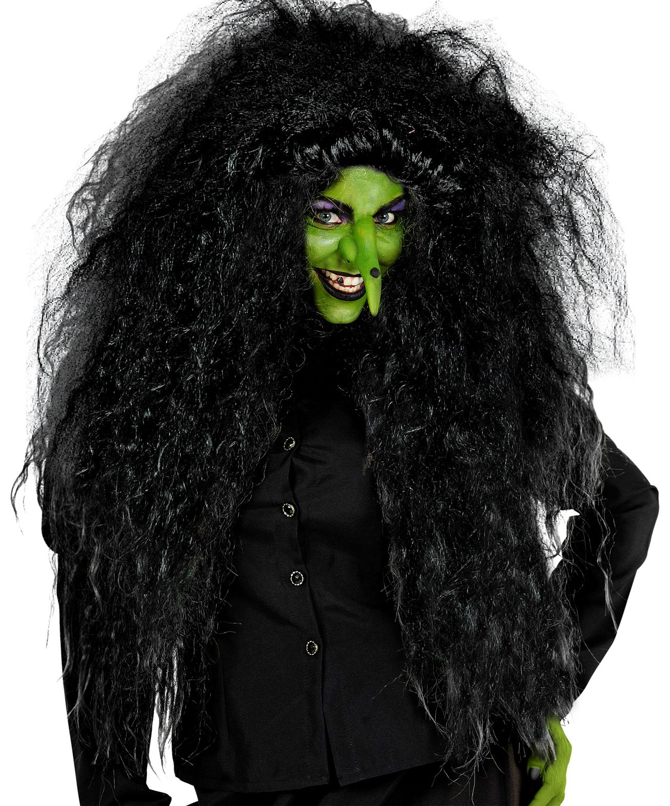 Frise Grote Pruik Heks Zwart
