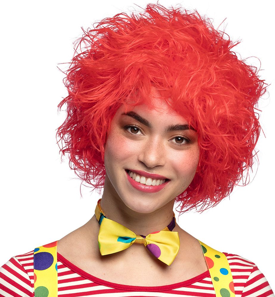 Frizzy Clown Pruik Rood