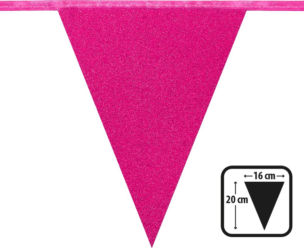 Fuchsia Roze Glitter Vlaggenlijn Karton