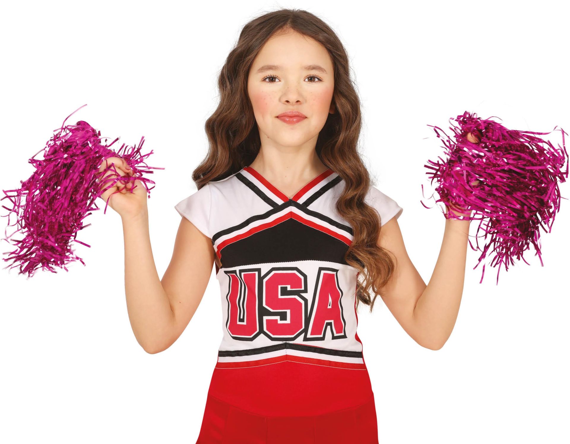 Fuchsia Roze Pom-Pom set Cheerleader 2 Stuks Kind