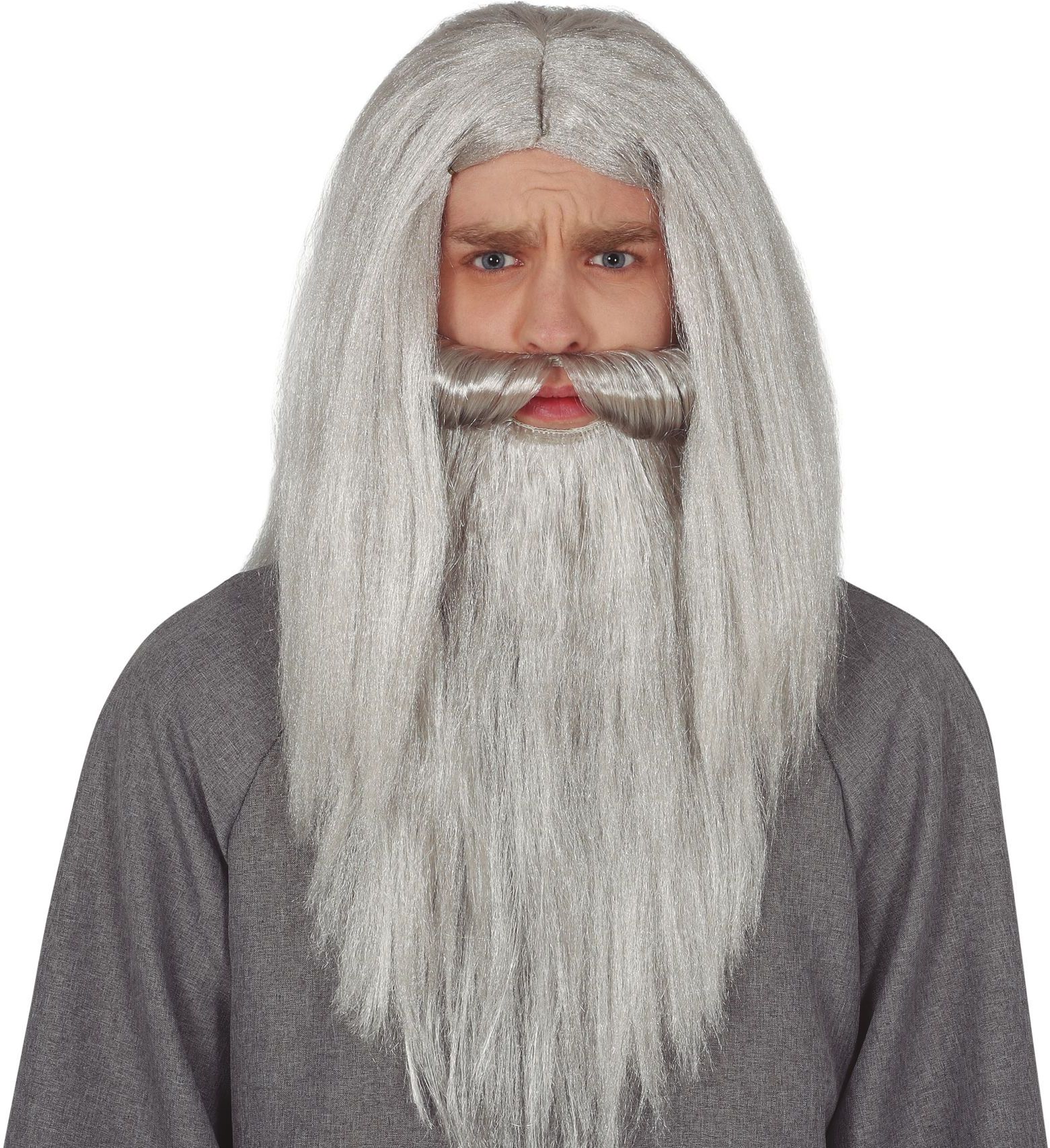 Gandalf tovenaar pruik met baard