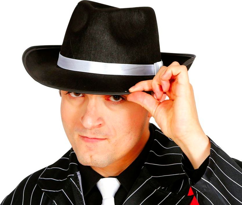 Gangster Fedora met Wit Lint