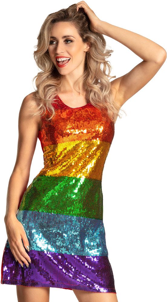 Gaypride regenboog pailletten jurkje