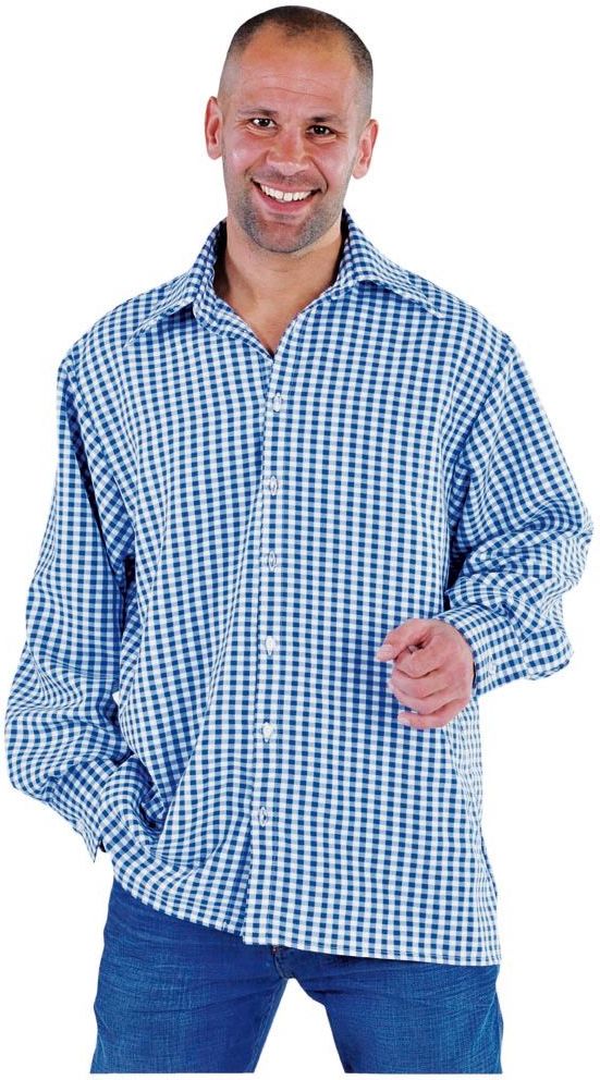 Geblokte Blouse Blauw