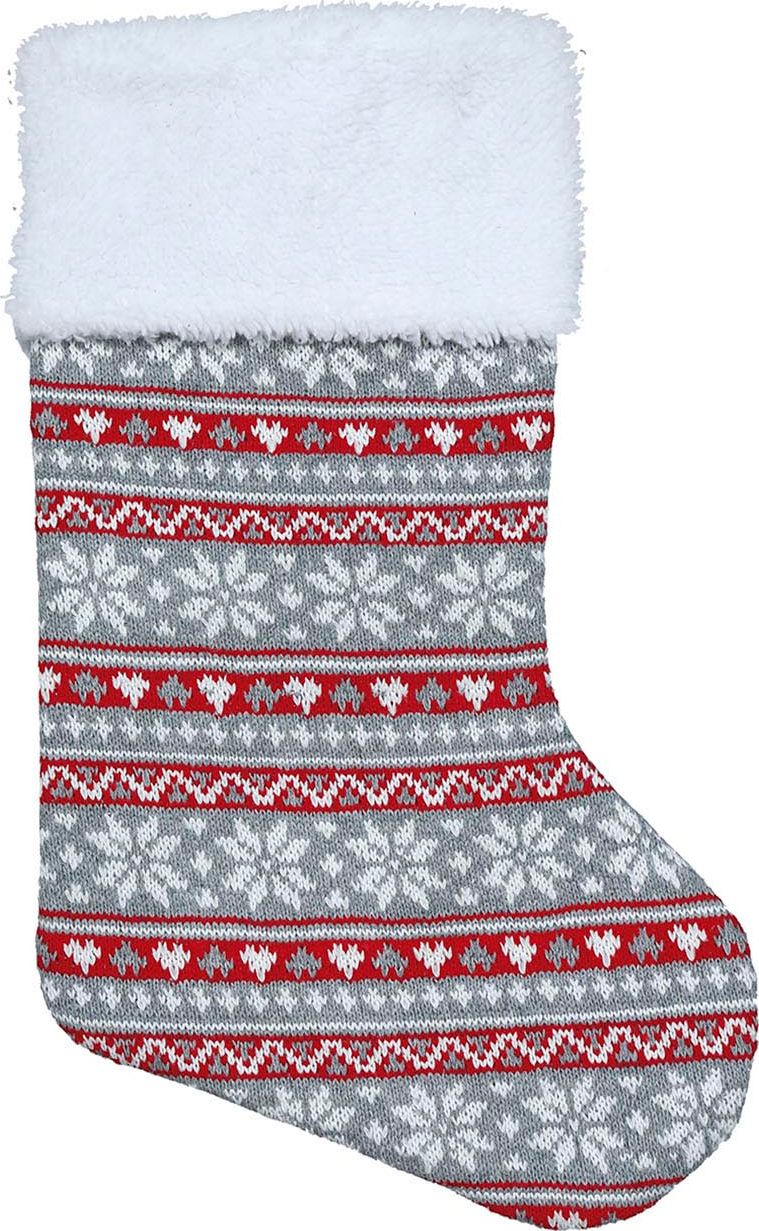 Gebreide Cadeau Sok Kerstmis Grijs 45cm