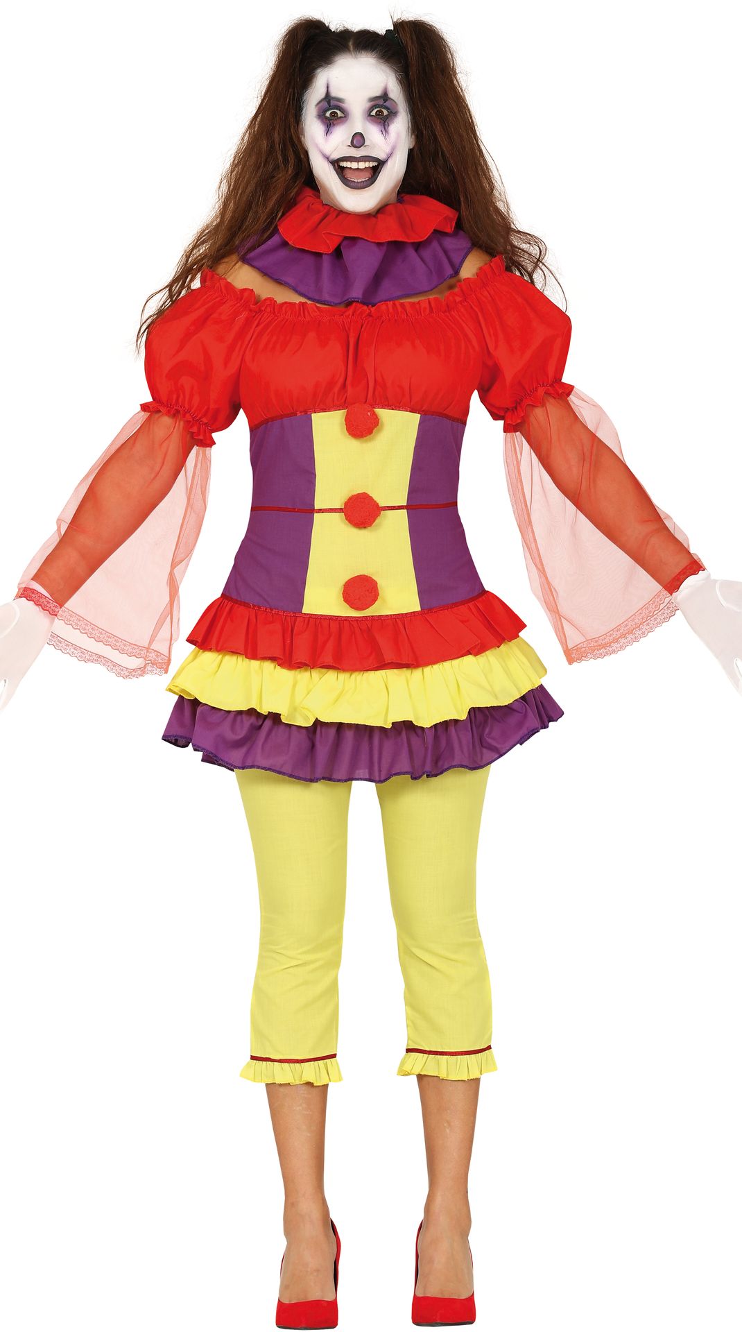 Gekleurd clown kostuum