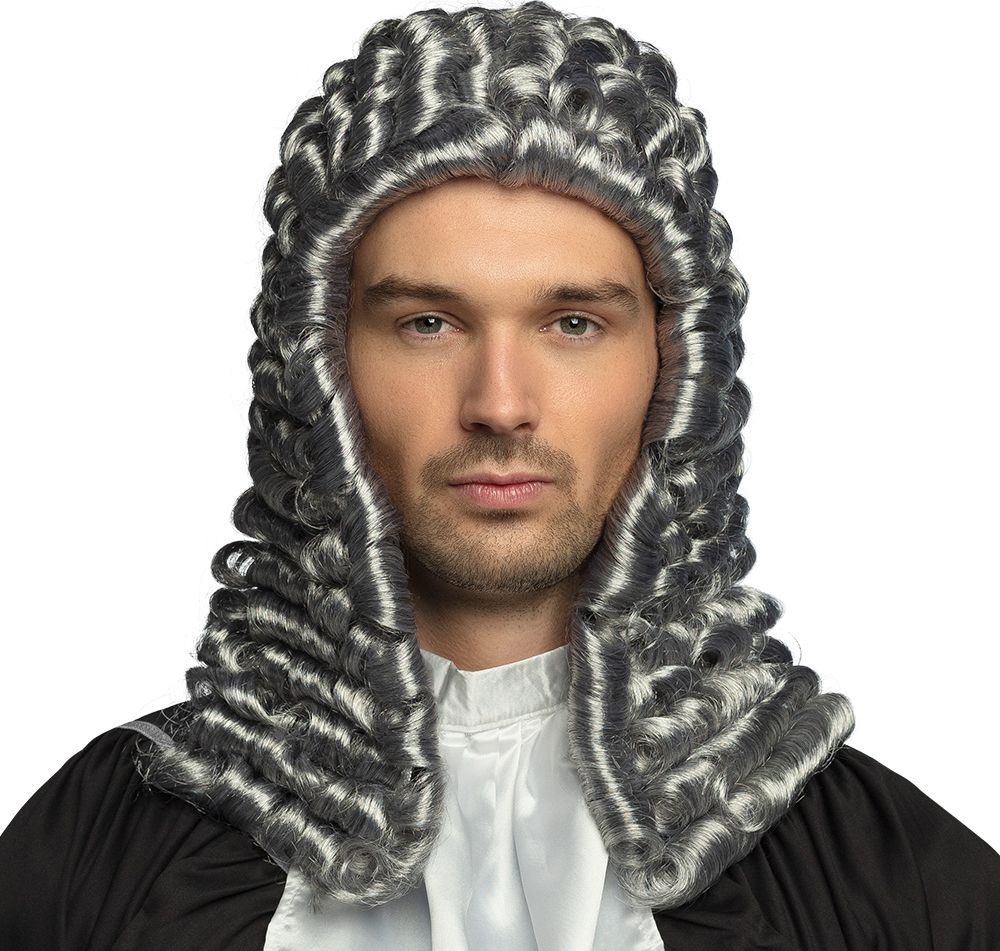 Gekrulde Rechter Pruik Grijs