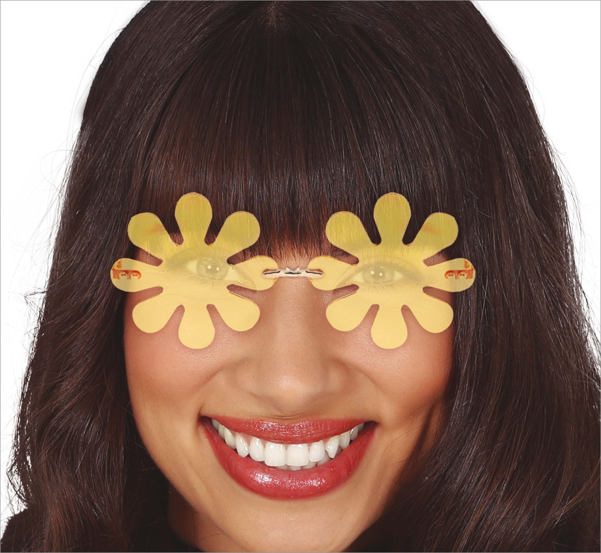 Gele Bloemen Bril 60's Stijl