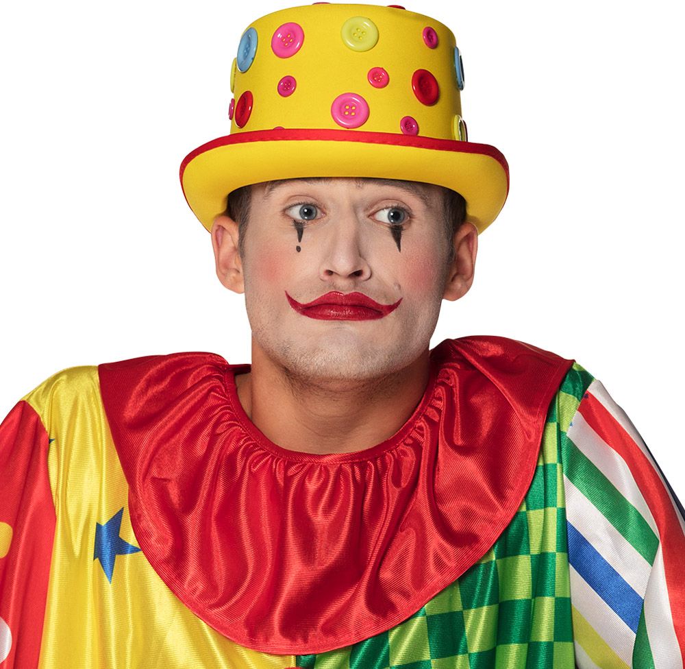 Gele clown hoed met knopen